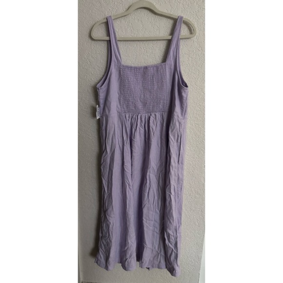 Old Navy Fit & Flare Linen-Blend Midi Dress Cute Lavender Aura Purple XL NWT - Picture 3 of 7
